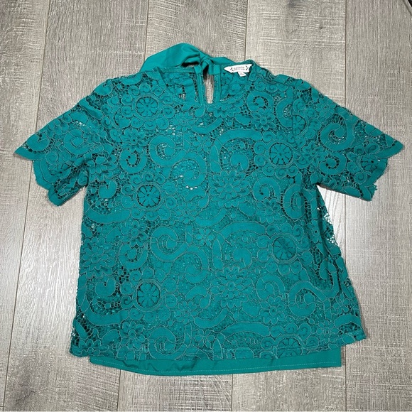Nanette Lepore Lace Top Aqua green Size S - Picture 1 of 4